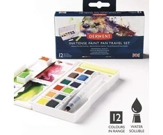 Derwent Inktense Pan Travel Set rašalo spalvos 12vnt + bako teptukas
