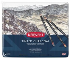Derwent Tinted Charcoal tonuoti anglies rašikliai, 24 rašikliai
