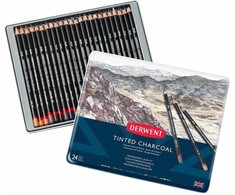 Derwent Tinted Charcoal tonuoti anglies rašikliai, 24 rašikliai