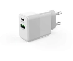 FoneKit Double 20W -laturi, USB-C + USB-A, valkoinen