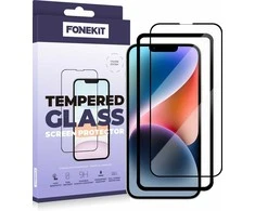 FoneKit Full Cover -panssarilasi, iPhone 13 / 13 Pro / 14, musta