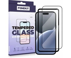 Dėklas FoneKit Full Cover grūdintas stiklas, iPhone 16 Plus / 15 Plus