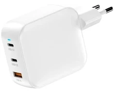 FoneKit GaN PD 100W -verkkovirtalaturi, USB-C + USB-C + USB-A, valkoinen