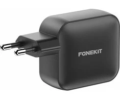 FoneKit GaN PD 100W -verkkovirtalaturi, USB-C + USB-C + USB-A, musta