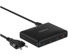 FoneKit GaN PD 140 W verkkovirtalaturi, 3 x USB-C + 1 x USB-A, musta