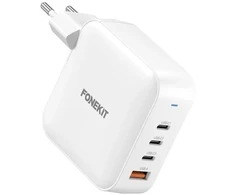 FoneKit GaN PD 165W verkkovirtalaturi, USB-A + 3 x USB-C, valkoinen