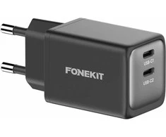 FoneKit GaN PD 48W -verkkovirtalaturi, USB-C + USB-C, musta