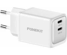 FoneKit GaN PD 48W -verkkovirtalaturi, USB-C + USB-C, valkoinen