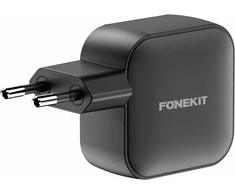 FoneKit GaN PD 70W -verkkovirtalaturi, USB-C + USB-C + USB-A, musta