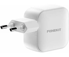 FoneKit GaN PD 70W -verkkovirtalaturi, USB-C + USB-C + USB-A, valkoinen
