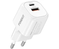 FoneKit Mini 20 W, USB-C + USB-A, valkoinen