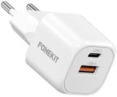 FoneKit Mini 20 W, USB-C + USB-A, valkoinen