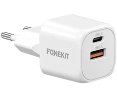 FoneKit Mini 20 W, USB-C + USB-A, valkoinen