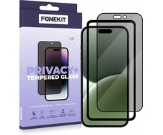 FoneKit Privacy+ viso dangčio grūdintas stiklas, iPhone 16 Pro, juodas