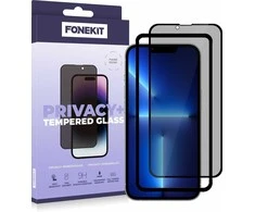 FoneKit Privacy+ pilno dangčio grūdintas stiklas, iPhone 13 Pro Max / 14 Plus, juodas