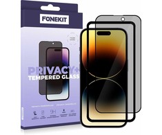 FoneKit Privacy+ viso dangčio grūdintas stiklas, iPhone 14 Pro, juodas
