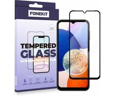 FoneKit viso dangčio grūdintas stiklas, Samsung Galaxy A15, juodas