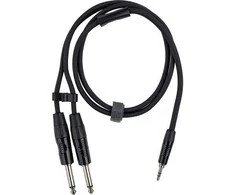 Fuj:tech 3,5 mm TRS uros – 2 x 6,3 mm TS uros audiokaapeli, 1 m, musta