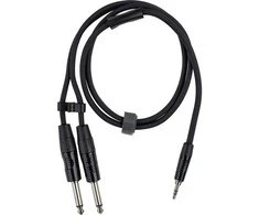 Fuj:tech 3,5 mm TRS uros – 2 x 6,3 mm TS uros audiokaapeli, 2 m, musta