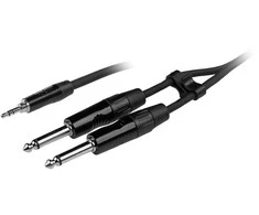 Fuj:tech 3,5 mm TRS uros – 2 x 6,3 mm TS uros audiokaapeli, 2 m, musta