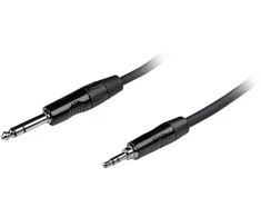 Fuj:tech 6,3 mm TRS uros – 3,5 mm TRS uros audiokaapeli, 2 m, musta