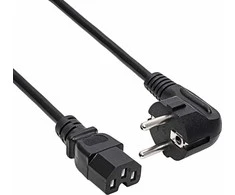 Fuj:tech CEE 7/7 - C13 -virtajohto kulmapistokkeella, musta, 5 m