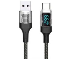 Xrec Fuj:tech USB-A - USB-C -kaapeli LED-näytöllä, 2 m