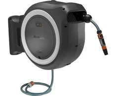 Gardena Akumuliatorinė prie sienos tvirtinama žarnos ritė PowerRoll XL, rinkinys, 35 m žarnos, baltos spalvos