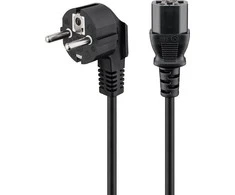 Goobay tipas F, CEE 7/7 - C13 maitinimo laidas su kampiniu kištuku, 2,5 m, juodas