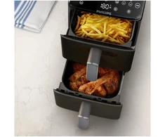 Gruzdintuvė Philips Ovi Stacked Dual Basket 4000 NA461/00 juoda-sidabrinė