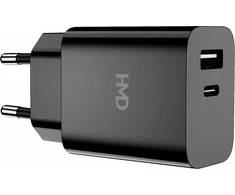 Dėklas Hmd Global HMD dviejų prievadų sieninis įkroviklis 30 W tinklo įkroviklis, juodas