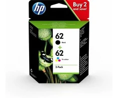 Hewlett Packard (HP) HP 62 -mustekasettipakkaus, musta ja kolmiväri
