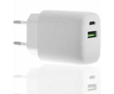 Insmat verkkovirtalaturi USB-C/USB-A, 30 W valkoinen