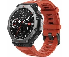Išmanusis laikrodis Amazfit T-Rex 3, Nerudijančio plieno korpusas su rudos spalvos silikoniniu dirželiu