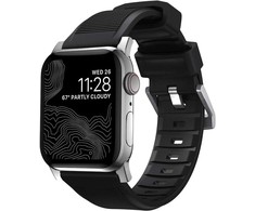 Nomad Rugged Strap, Apple Watch 42/44/45 mm, juoda / sidabrinė