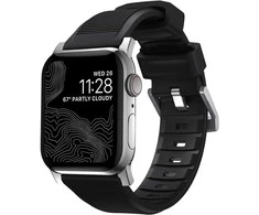 Nomad Rugged Strap, Apple Watch 42/44/45 mm, juoda / sidabrinė