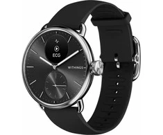 Išmanusis laikrodis Withings Scanwatch 2, 38 mm, Sidabrinės spalvos korpusas su juodos spalvos dirželiu
