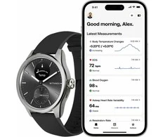 Išmanusis laikrodis Withings Scanwatch 2, 42 mm,  Sidabrinės spalvos korpusas su juodos spalvos dirželiu