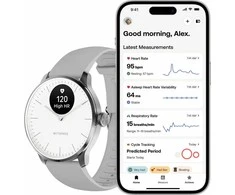 Išmanusis laikrodis Withings Scanwatch Light, 37 mm, Sidabro spalvos korpusas su pilkos spalvos dirželiu