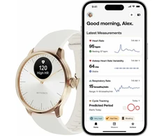 Išmanusis laikrodis Withings Scanwatch Light, 37 mm, Rožinio aukso spalvos korpusas su baltos spalvos dirželiu