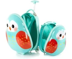Kelioninis Heys Travel Tots -lasten matkalaukku &amp; reppu -setti, pöllö