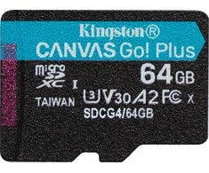 Atminties kortelė KINGSTON 64 GB Micro SDXC CANVAS GO! PLUS GEN4 200R A2 U3 be adapterio
