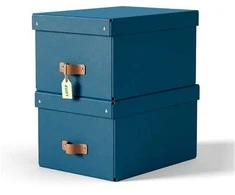 Leitz Puro laikymo dėžė su dangčiu, vidutinė, 17 l, 100 % perdirbtas kartonas, 2 vnt. pakuotė, Mėlyna, kartonas, 17 l, 270 mm, 370 mm, 200 mm
