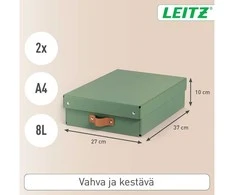 Leitz Puro laikymo dėžutė su dangteliu, vidutinė žema, 8 l, 2 vnt., žalia (61480050)