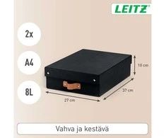 Leitz Puro laikymo dėžutė su dangteliu, vidutinė žema, 8 l, 2 vnt., juoda (61480095)