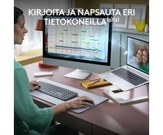 Klaviatūra Logitech 920-012459, Full-size (100%), Wireless, RF belaidė + Bluetooth, Scissor key switch, QWERTY, Graphite