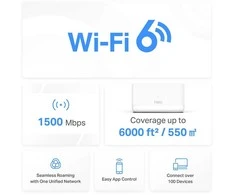 Maršrutizatorius Mercusys | AX1500 Whole Home Mesh WiFi 6 System | Halo H60X (3-pack) | 802.11ax | 10/100/1000 Mbit/s | Ethernet LAN (RJ-45) jungtys 1 | Mesh Support Yes | MU-MiMO Yes | No mobile broadband