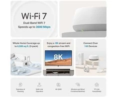 Maršrutizatorius TP-LINK BE3600 viso namo tinklelio „Whole Home Mesh WiFi 7“ sistema (2 vnt. pakuotė) | Deco BE22 | 802.11ax | Ethernet LAN (RJ-45) jungtys 2 | Tinklo palaikymas: Taip | MU-MiMO: Ne | Nėra mobiliojo plačiajuosčio ryšio