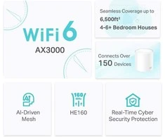Maršrutizatorius TP-LINK Deco X50 AX3000 WiFi 6 -Mesh-järjestelmä, 3-pack