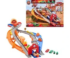Mattel „Disney Cars“ – Radiator Springs lenktynių ir gelbėjimo gelbėjimo kelio lenktynių rinkinys su 4 žaisliniais automobiliais (JFL57)